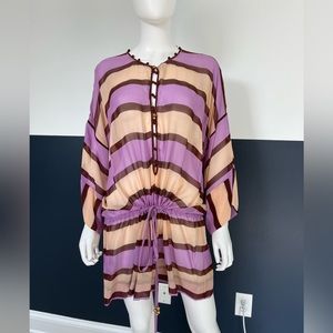 Purple and tan sheer dress